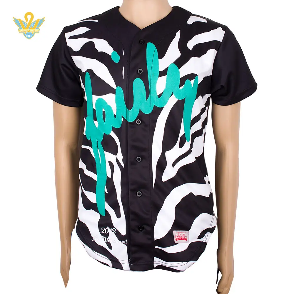 100% polyester baseball jersey with embroidered logos